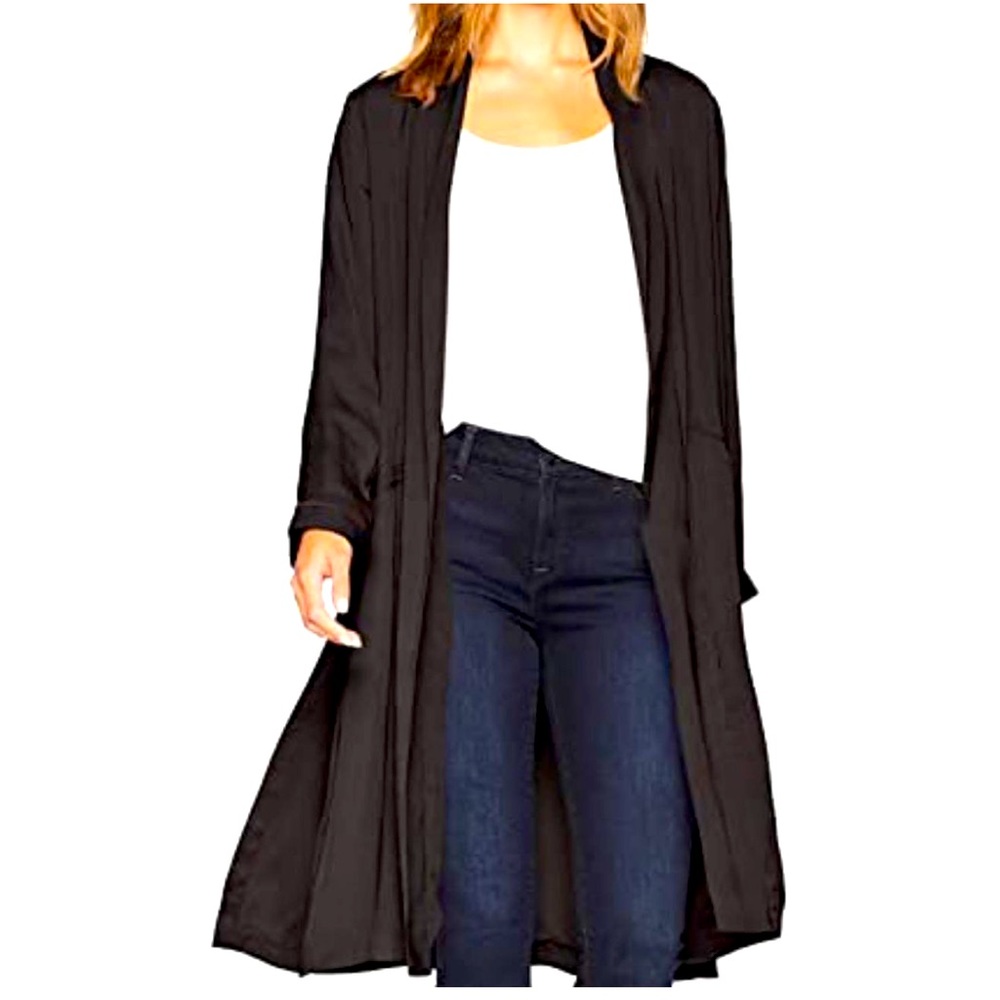 Cupcakes & Casmere Marina Longline Duster Jacket in Black Sz XS